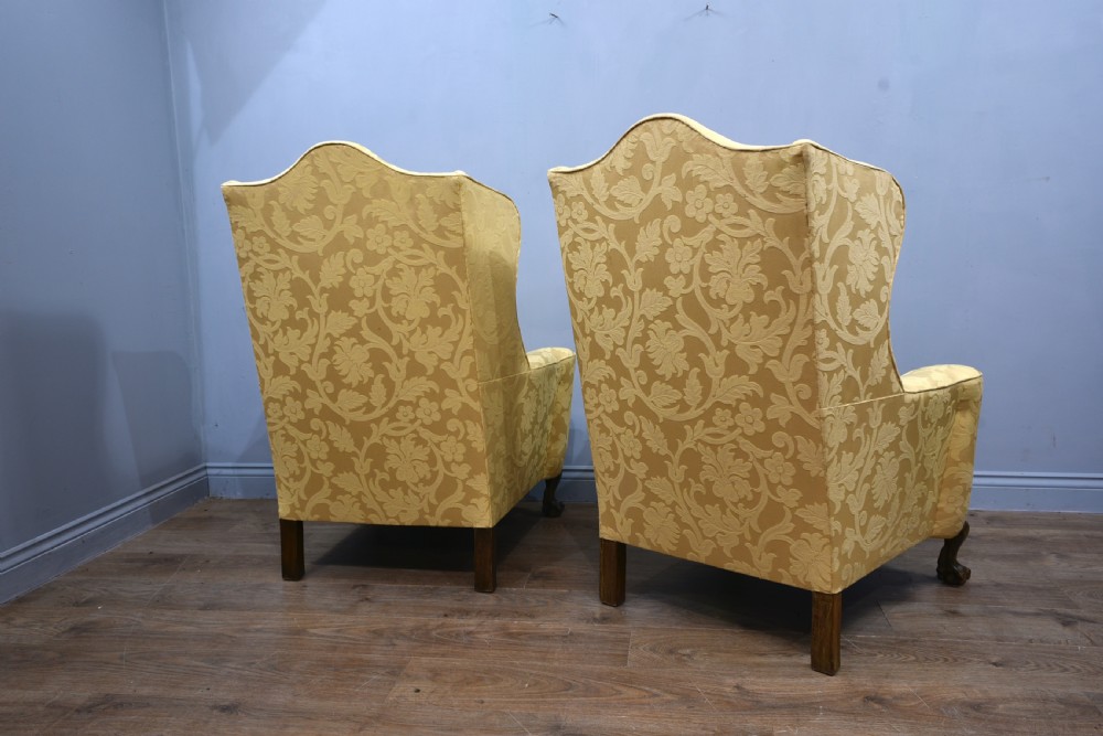 Pair of antique wing back arm chairs  View IV