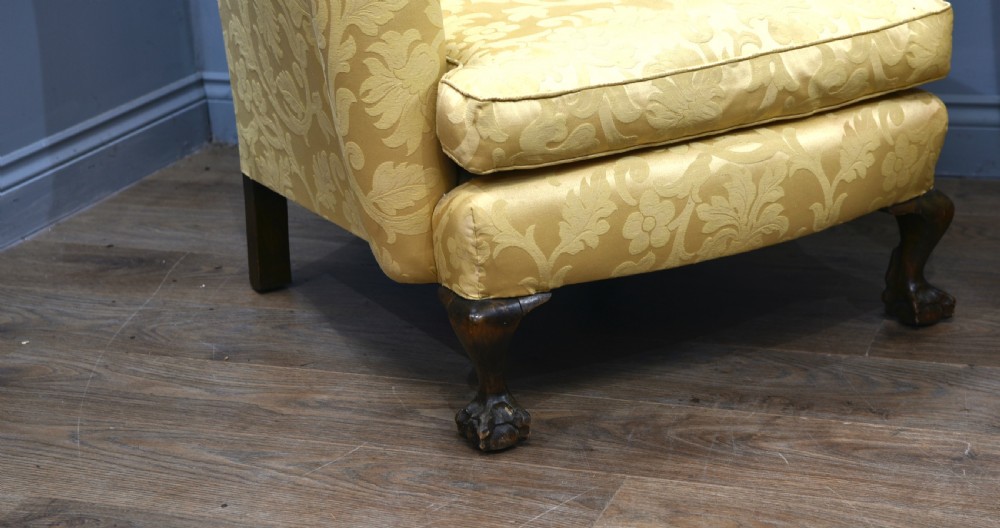 Pair of antique wing back arm chairs  View V