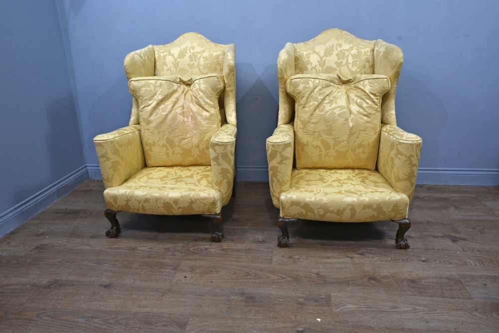 Pair of antique wing back arm chairs  View VI