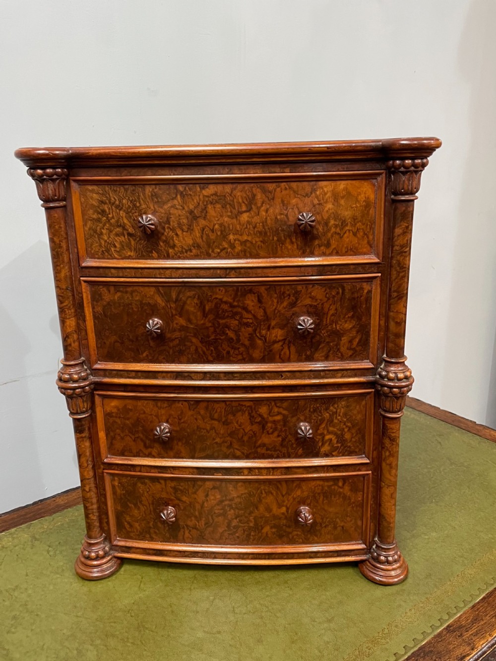 Antique small cabinet makers sample apprentice walnut chest of drawers  View V