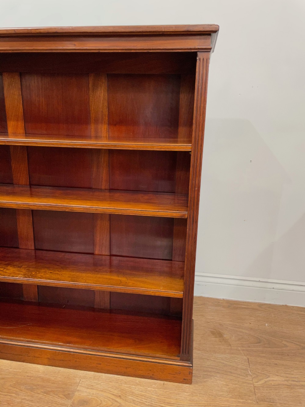 Antique mahogany open bookcase  View III
