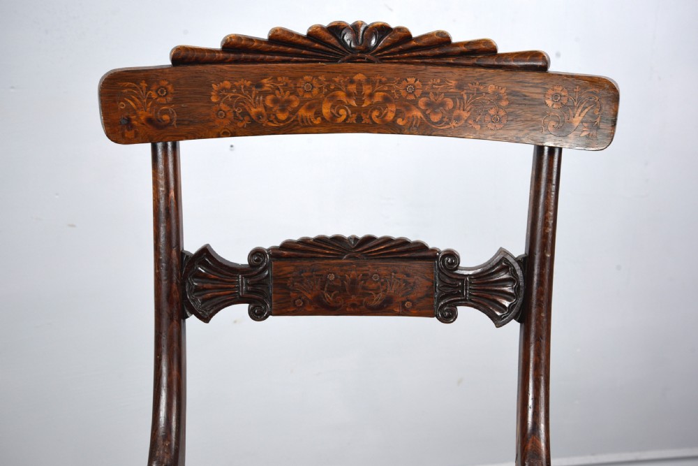 Regency rosewood dining table and six chairs  View IX