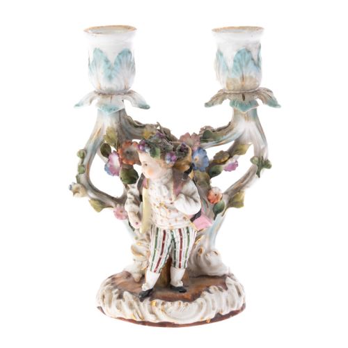 GERMAN DRESDEN FINE PORCELAIN FIGURAL CANDELABRA 