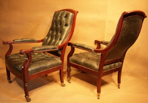A Fine Pair of  Regency Library Chairs