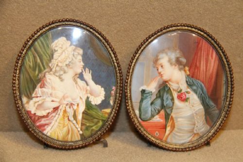Pair of Miniatures Painted on Ivory