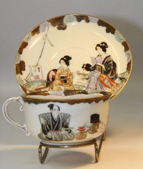 A Rare Japanese Moustache Cup and Saucer