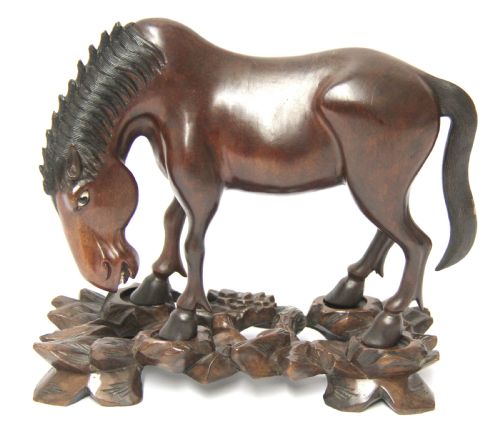 A 19th Century Chinese Carved Hardwood Study of a Horse