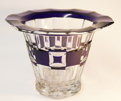 Art Deco Blue Overlaid Vase