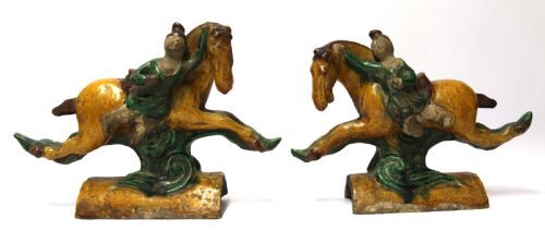 A Pair of Chinese Pottery Ridge Tiles