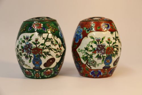 A Pair of Japanese Cloisonné Jars with Covers