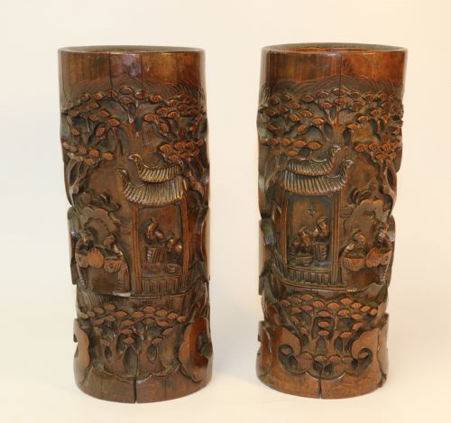 A Pair of Chinese Brush Pots