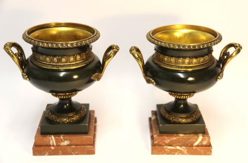 A Pair of French Bronze Urns 19th Century