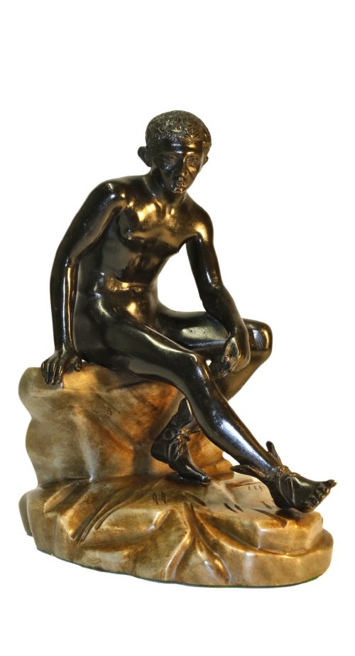 Grand Tour Bronze and Marble "Seated Hermes"