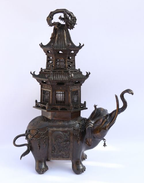 A Japanese Meiji Period Bronze Elephant