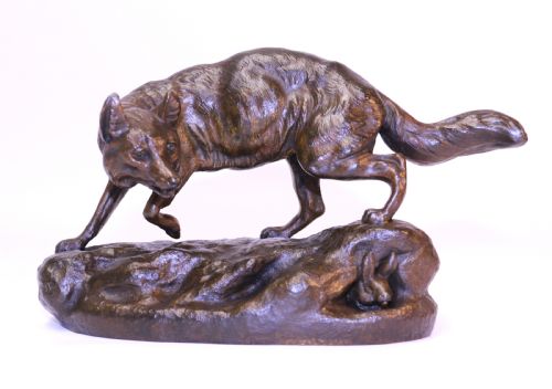 A Fine Bronze Study of a Fox by C Masson