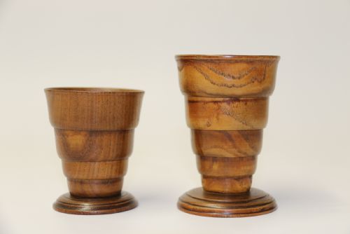 Matched Pair of Treen Folding Cups