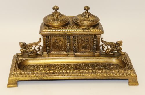 An Early 19th Century Bronze Grecian Pen and Ink Stand