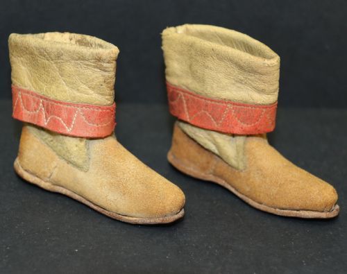 19th C Leather North American Indian Miniature Moccasins