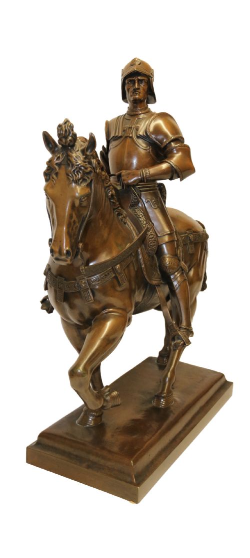 A Magnificent 19th C Grand Tour Bronze Study of Bartolomeo Colleoni on Horseback by Verrocchio