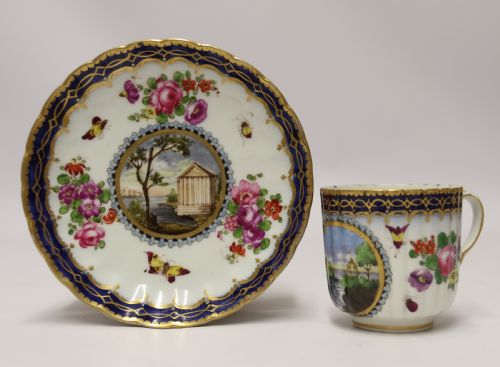 A Lord Henry Thynne First Period Worcester Coffee Can and Saucer by Samson C 1875