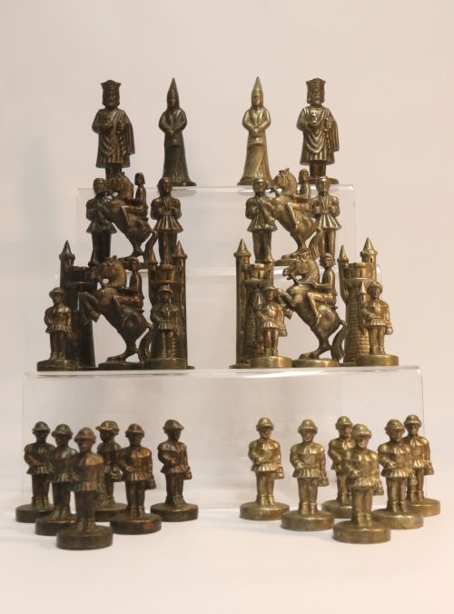 An Unusual Bronze and Nickel Chess Set