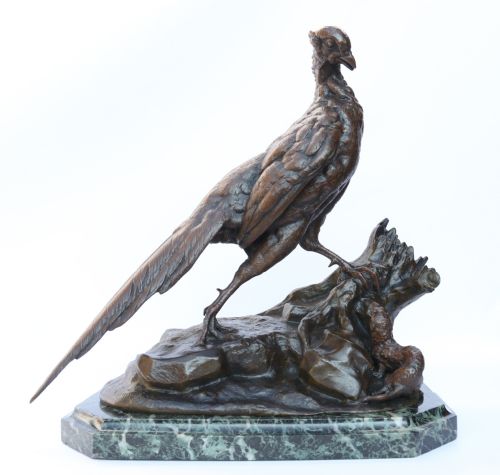 French Bronze "Pheasant and Weasel" by Jules Moigniez , Circa 1880