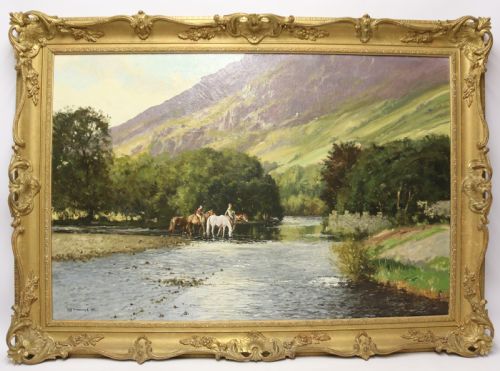Oil on Canvas Lake District View of the River Derwent by W R Jennings, 1969