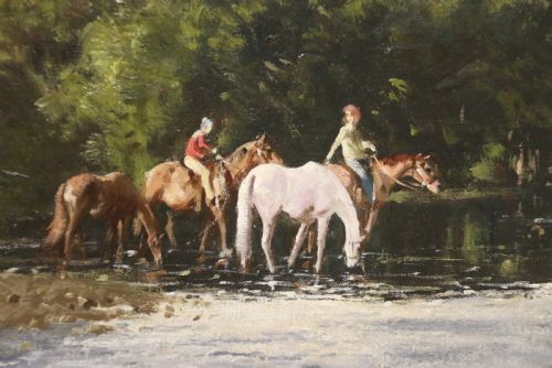 fig 1. Oil on Canvas Lake District View of the River Derwent by W R Jennings, 1969
