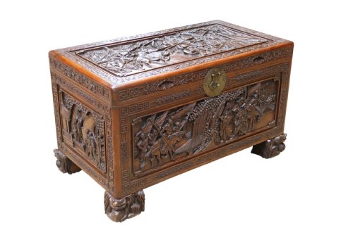 A Superb Chinese Carved Hardwood Chest/blanket Box