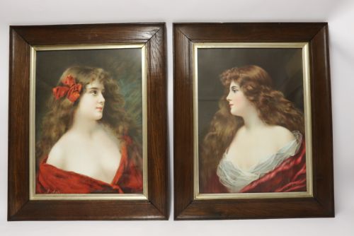 A Superb Pair of Victorian Angelo Asti Prints of a Glamorous Young Woman.