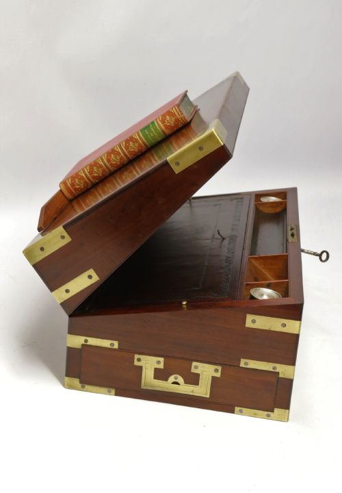 An English Early 19th C Brass Mounted Campaign Writing Box
