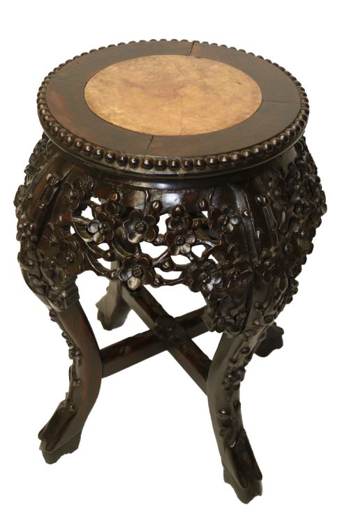 A Chinese Late 19th Century Carved Hardwood Circular Table or Stand