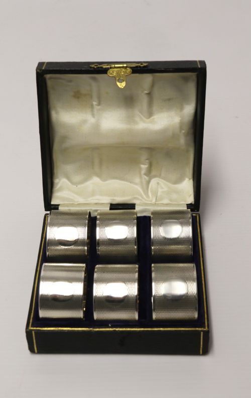 A Boxed Set of Six Silver Napkin Rings, 1919 - 1920