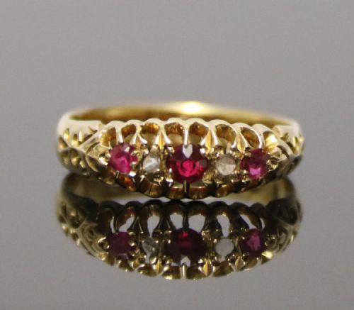 A Superb 18 Ct. Ruby and Diamond Edwardian Ring.