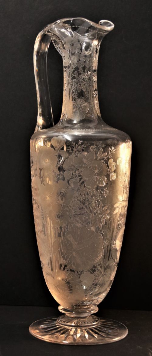 A Fine Victorian English Acid Etched Wine Ewer