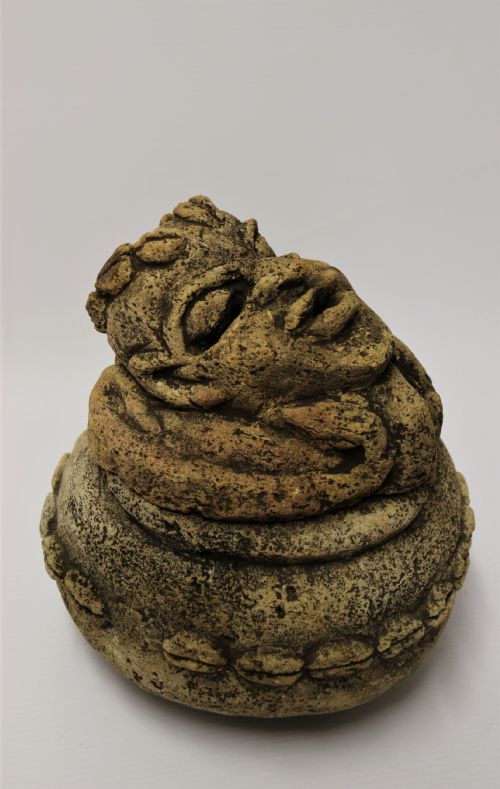 An Ancient Carved Limestone Nomoli Figurative Pot from the Mende People of Sierra Leone