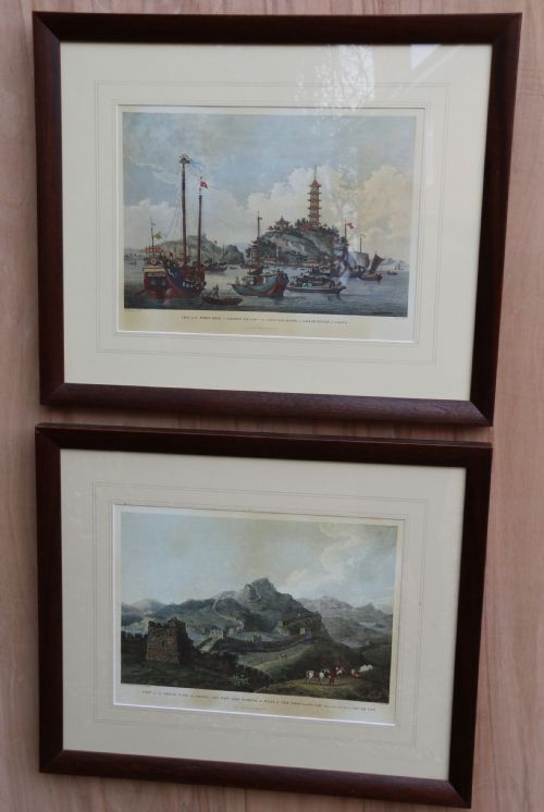 A Decorative Pair of Coloured Prints Showing Early Views of China