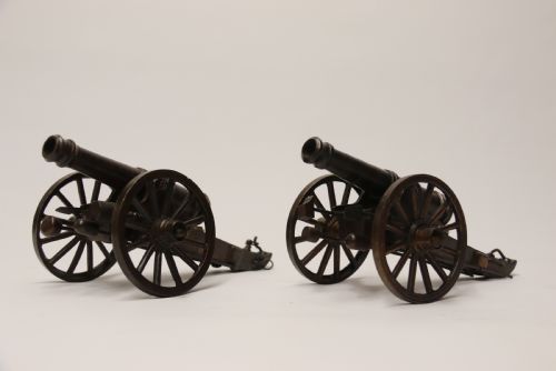 A Rare Pair of French Mid 19th C Bronze Model Cannons
