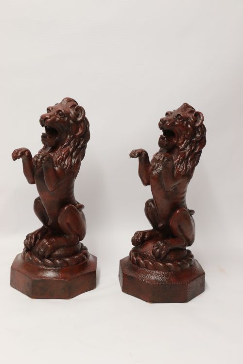 fig 1. A pair of Regency period cast iron lion doorstops