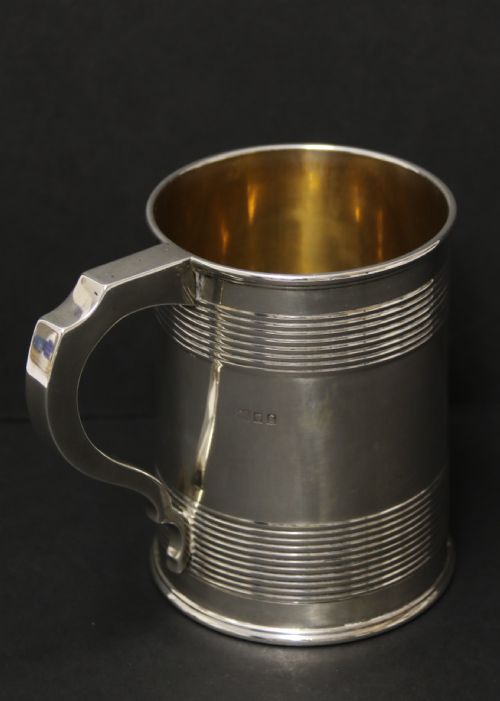 A Heavy Solid Silver Pint Tankard London 1922-3