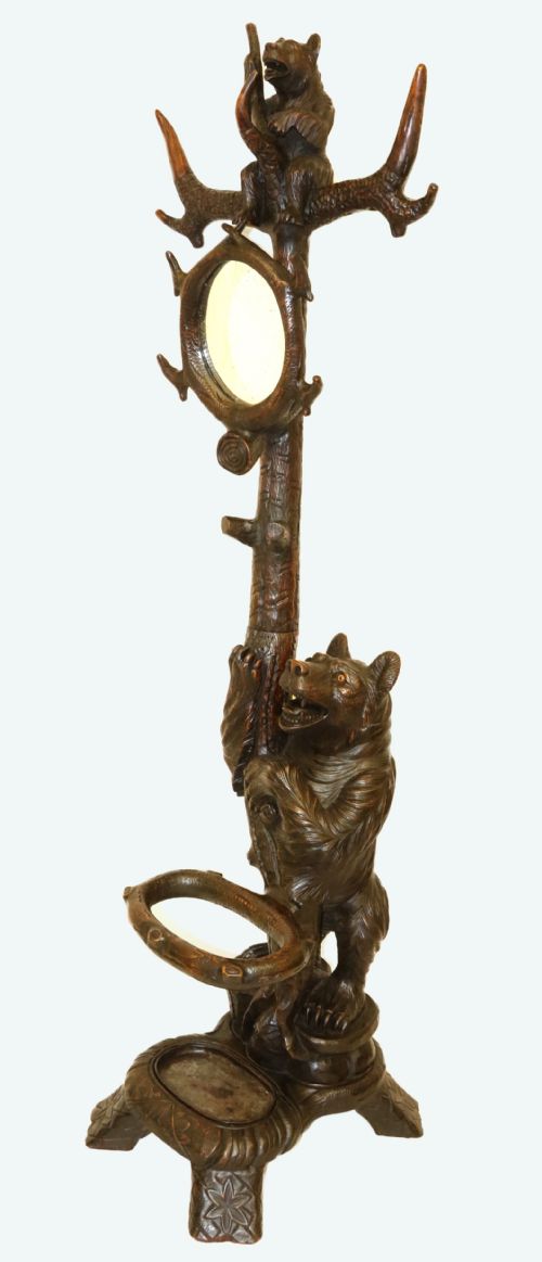 A Highly Decorative Black Forest Carved Wood Bear Hall Stand