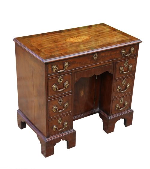 Kneehole Desk Inlaid with Marquetry, George III Period