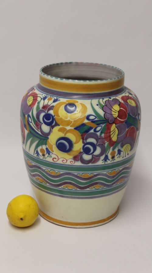 A Large and Impressive Early Poole Pottery Hand Painted Vase 
With the Carter, Stabler and Adams Impressed Mark.
