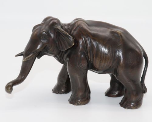 A Japanese Meiji Period Bronze Study of an Elephant