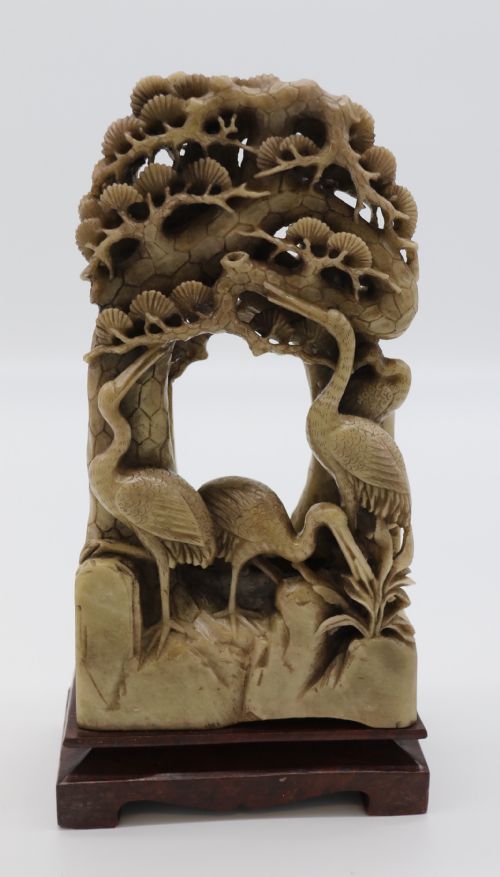 A Chinese Finely Carved Late 19th C Soapstone Figure Group