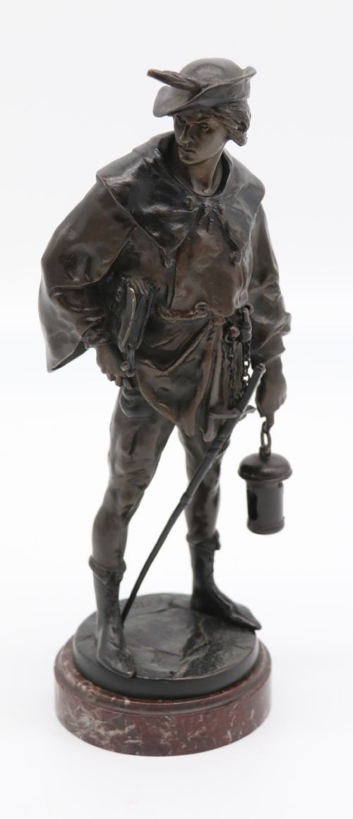 A Fine Bronze Study of a Medieval Young Man by Emile Picault.