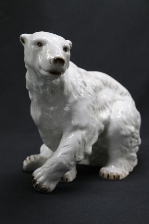 A Large Royal Dux Porcelain Figure of a Polar Bear.



