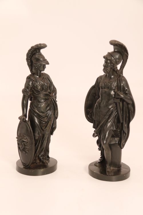 A RARE PAIR OF MID 19TH C GRAND TOUR BRONZE FIGURES OF ATHENA AND ZEUS - ADDITIONAL PHOTO 1