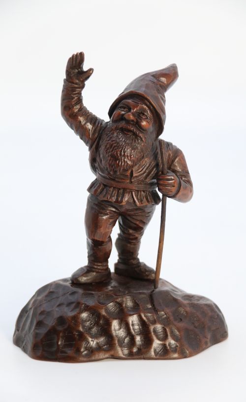 a rare late 19th century black forest carved walnut figure of a gnome - CATEGORY: ANTIQUE SCULPTURES - DATED 1900