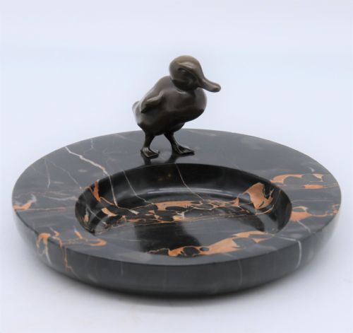 A Most Pleasing 1930s Marble and Bronze Mounted Bowl or Desk Tidy.
